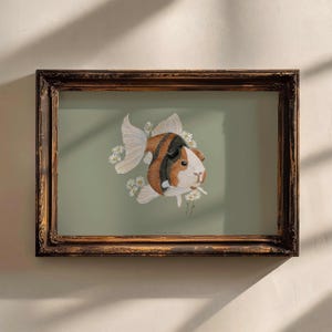 ZoOcean: [Meerschweinchen- Goldfisch] Aquarell Kunstdruck