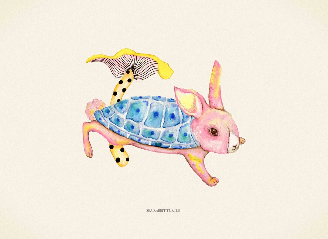 Zoocean: [sea Rabbit Turtle] Watercolor Art Print - Etsy
