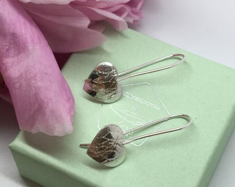 Handmade Sterling Silver heart anklet great for any summer outfit with textured detail and polished finish