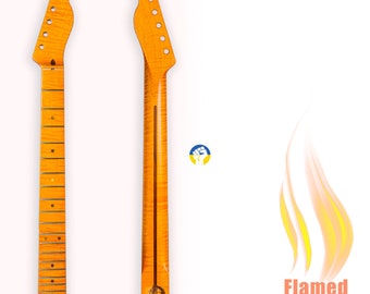Flamed Maple T-style Neck, Replacement part fits to standard Tele body.