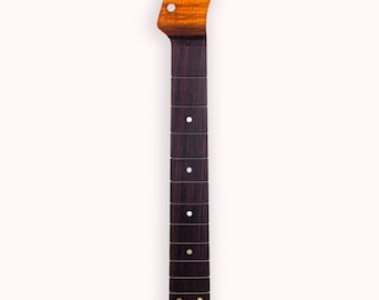 T-Style Flamed Maple Neck Premium Class Flamed Rock Maple, Rosewood fretboard, Fretworks done. Vintage Dark Amber, Nitro Finish
