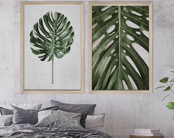 Monstera Leaf Photography Print Set, Tropical Greenery Wall Art