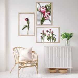 Tulips Flower Wall Art Set of 3, Floral Wall Art, Tulip Home Decor, Botanical Wall Art, Tulip Flowers, Tulip Floral Print, Flower Art Print