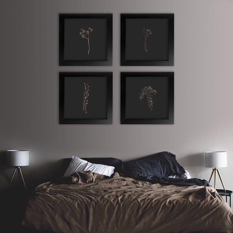 Black and Gold Wall Art Photography Poster Print 4 Piece Wall Etsy