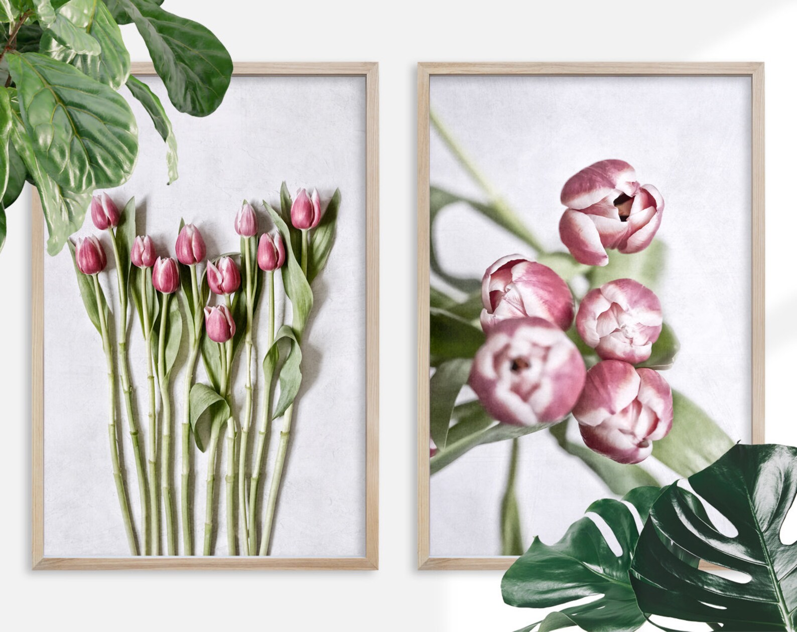 Pink Tulips Wall Art Set of 2 Floral Wall Art Tulip Home - Etsy