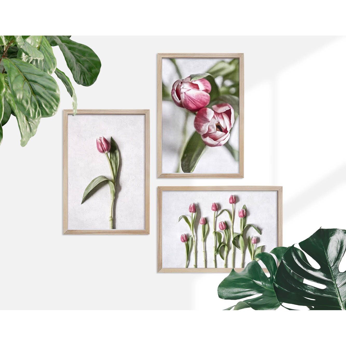 Tulips Flower Wall Art Set of 3, Floral Wall Art, Tulip Home Decor ...