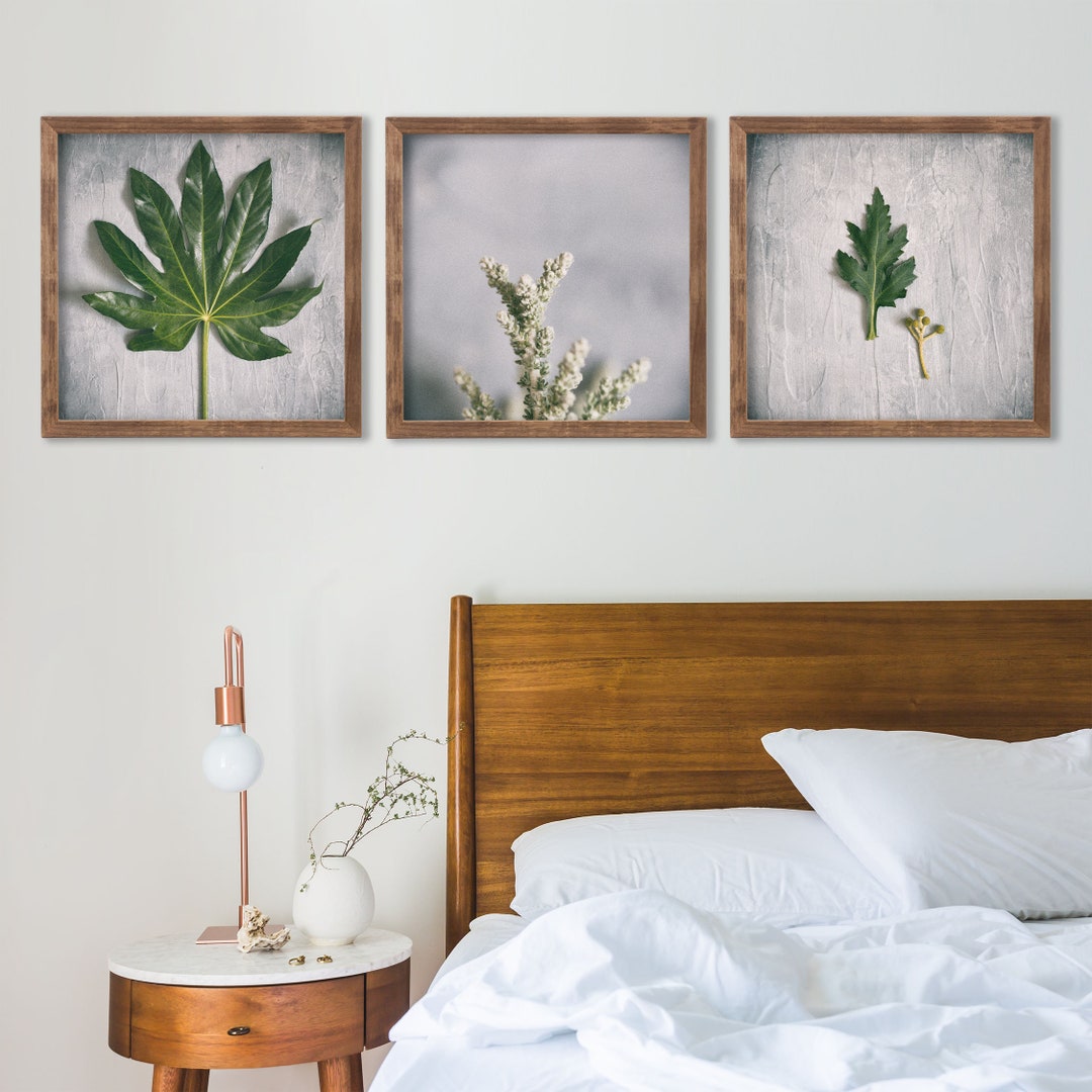 Botanical Wall Art Set of 3, Square Print, Greenery Print Set, Leaf ...