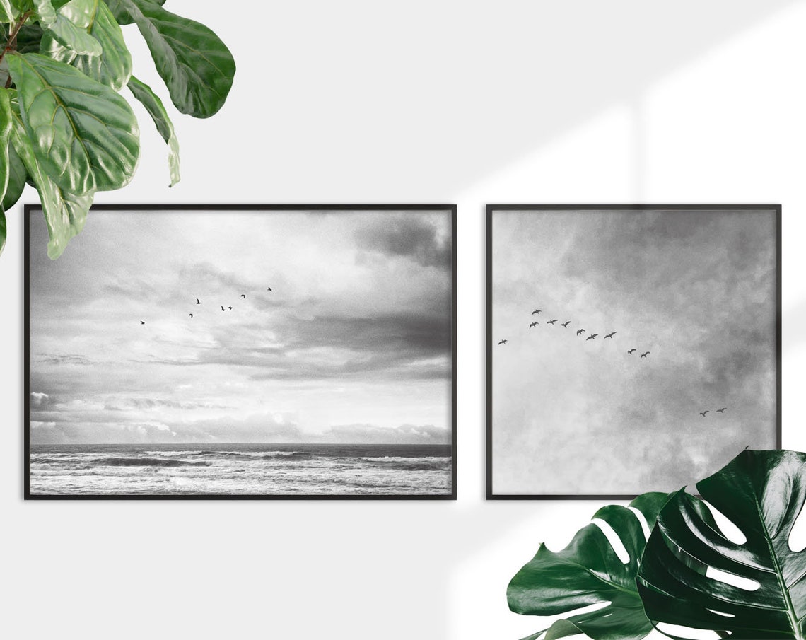 Black and White Photography Wall Art Print, Monochrome Seascape Wall