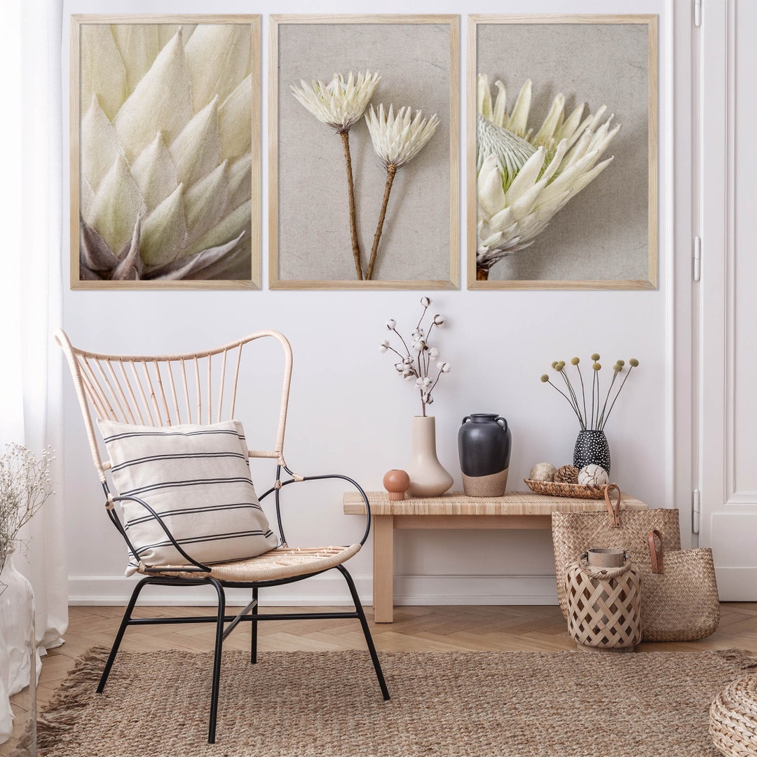 Protea Flower Print Set of 3, Protea Wall Art, Protea Print, Protea Home Decor, Protea Wall