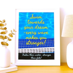 Motivierendes Zitat Postkarte Swim zu Ihrem Traum, Schwimmen Kunst, Wasser unter dem Motto Inspiration Geschenk für Schwimmer, Schwimmliebhaber Grußkarte.