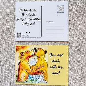 Lustige Bären Umarmungskarten, niedliche Tier Freundschaft oder Jubiläum Postkarten, schrullige Liebeskarte für Partner oder Freund, Karten für Freunde.