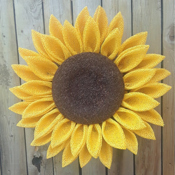 Sunflower Wreath for Front Door, Year Round wreath,  Summer Wreath, Burlap Wreath, Fall Wreath, Yellow burlap wreath,  Spring