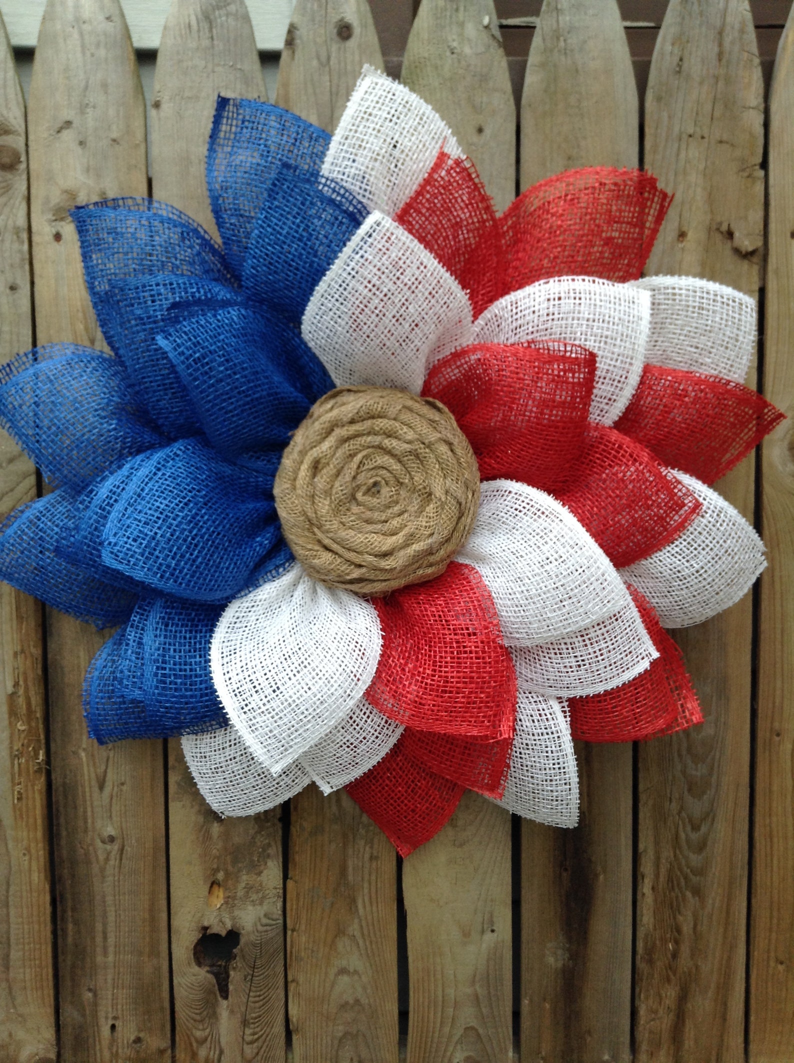Patriotic Front Door Wreath Summer Burlap Flower Memorial | Etsy