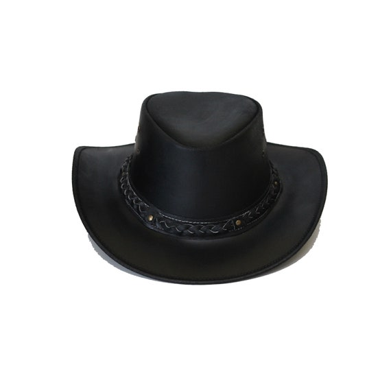 Real Leather Australian Bush Hat Cowboy Style Western Outback Etsy
