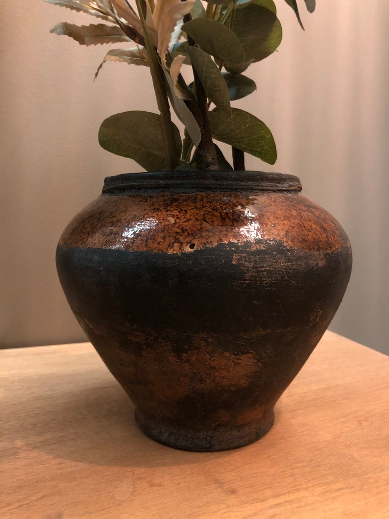 Vintage Black Clay Pot Rustic Vase Pottery Old Clay Vessel Etsy