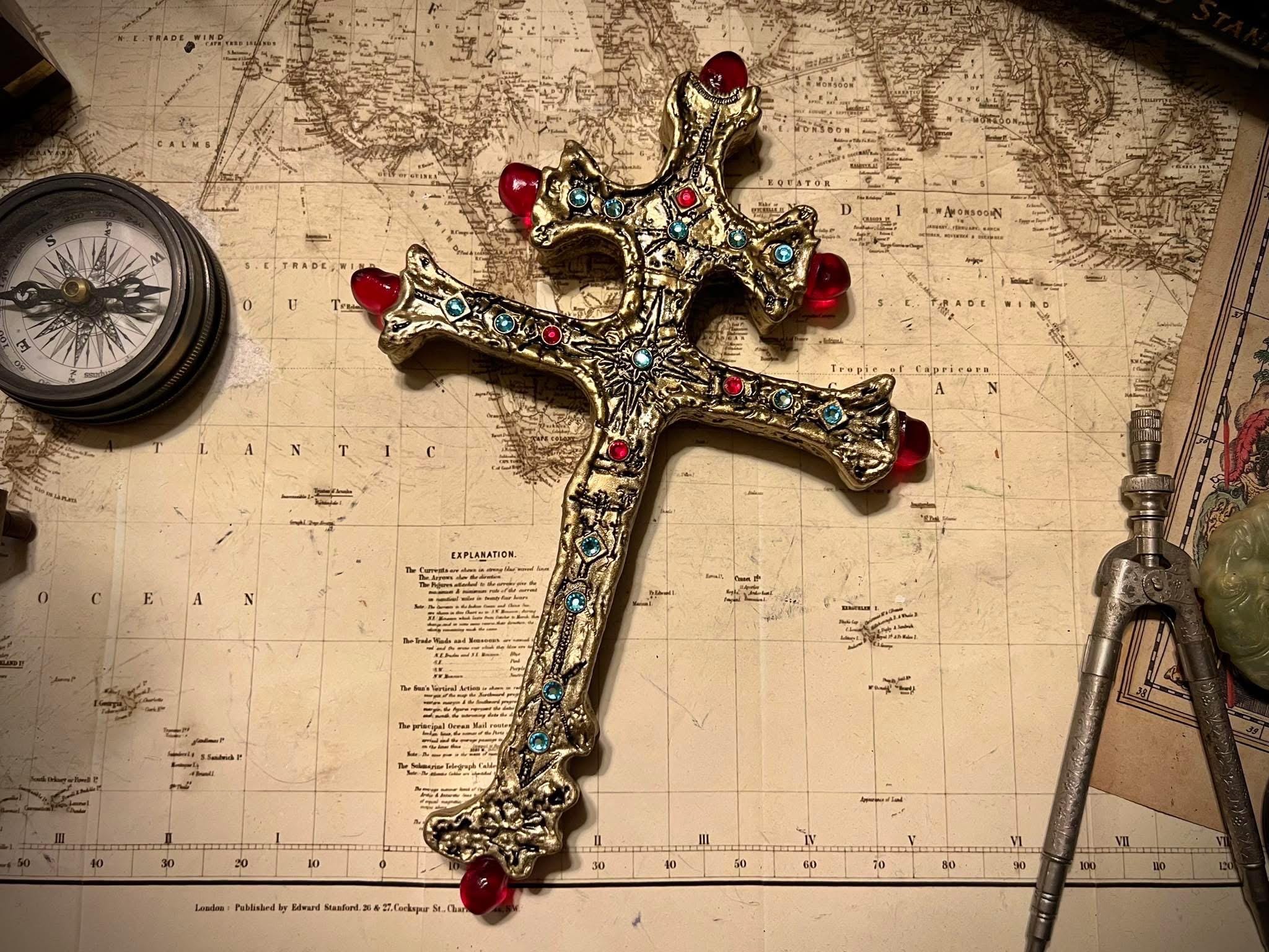 Unchartered Cross (red Gems) - Etsy