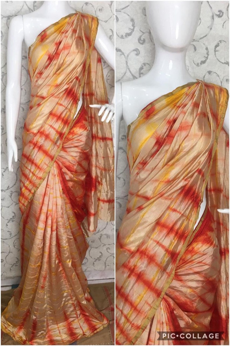 Multi Durga Puja Special Saree Saniya SILK Saree Women Bandhani Tie Dye Printed Sari Clothing Wedding Wear With Unstitched Running Blouse