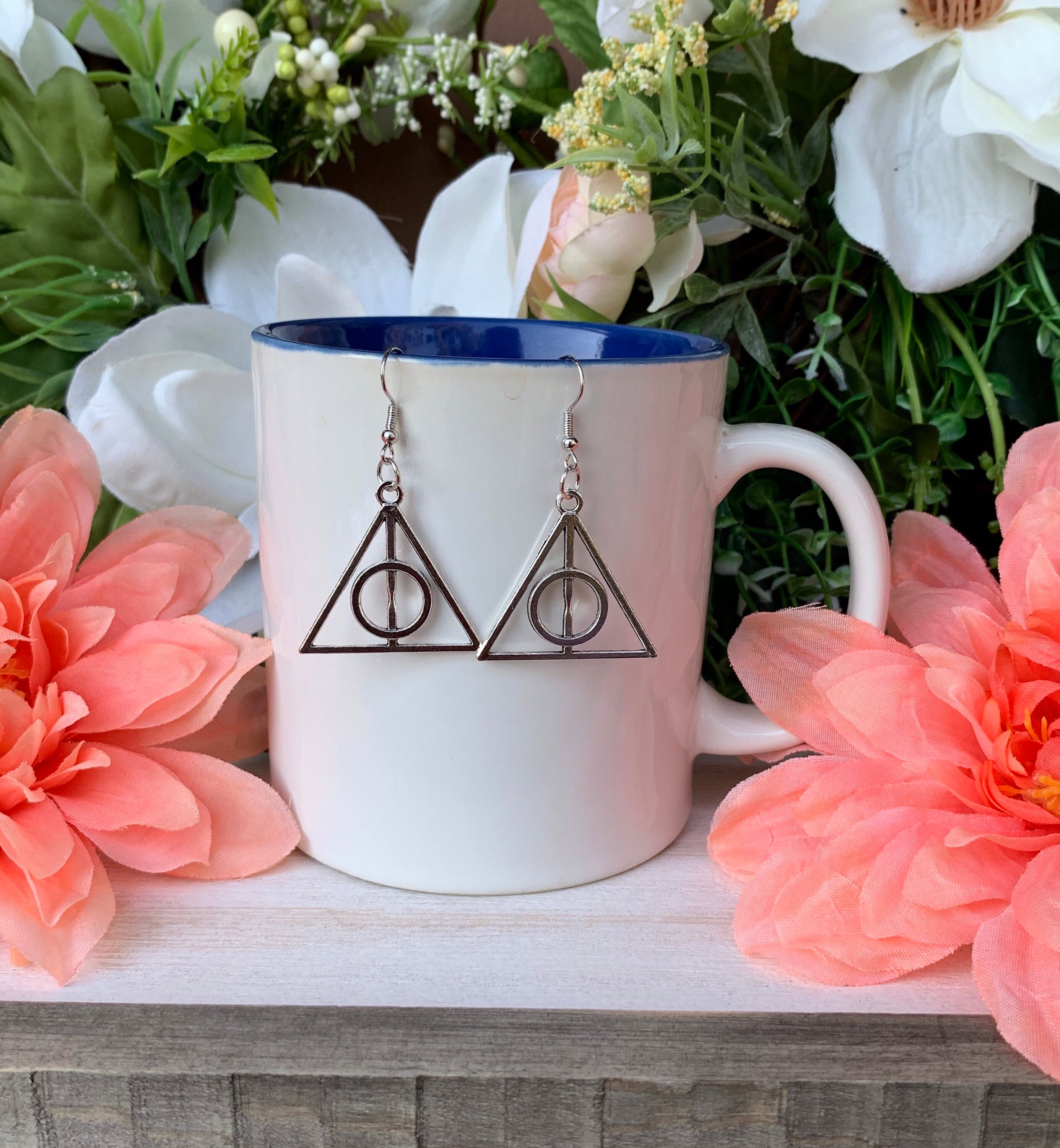 Harry Potter Earrings, Deathly Hallows Inspired Drop Earrings, Slythe…