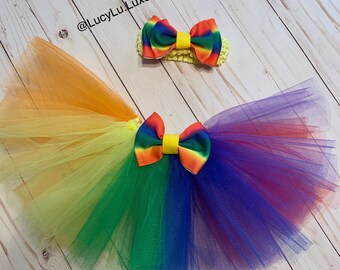 Easter Spring Plus Size Optional Bow Childrens Pastel Rainbow Tutu Adult Teens