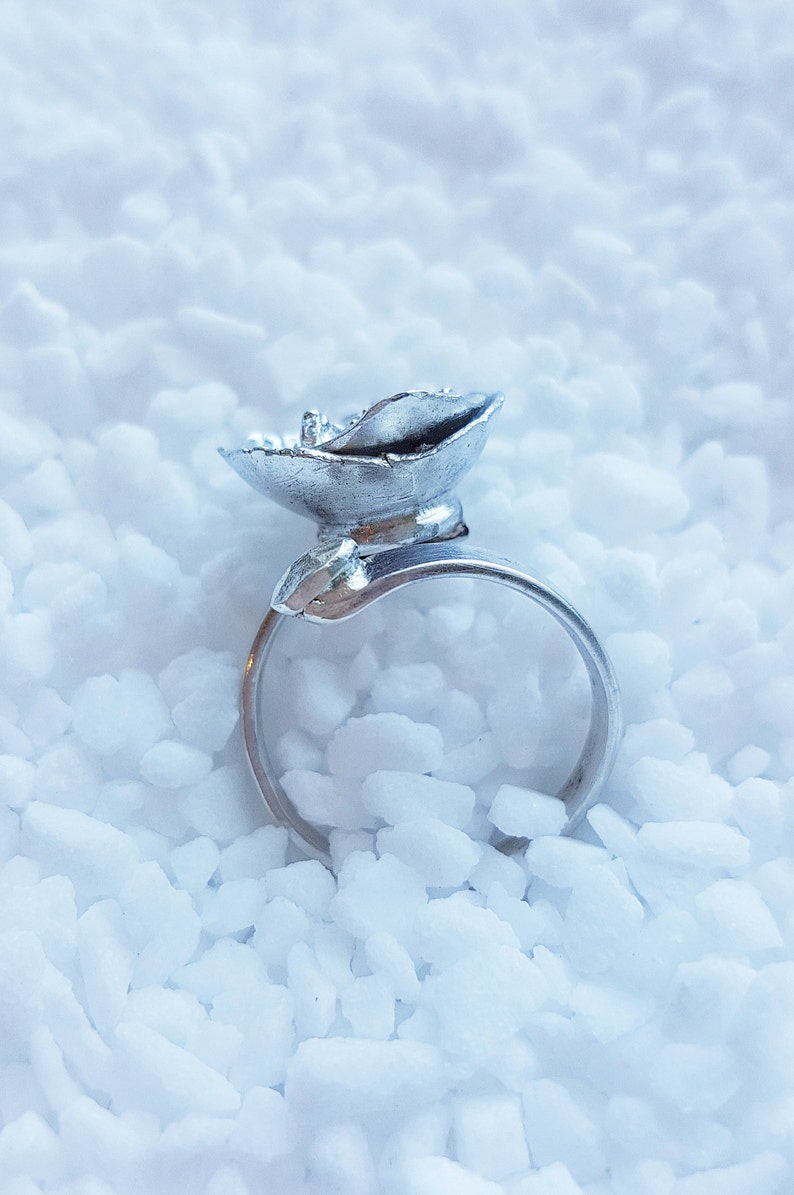 Adjustable Avant gard. Only one available Artistian Recycled silver Eco friendly Handmade Sterling 925 Bowl silver ring Free form