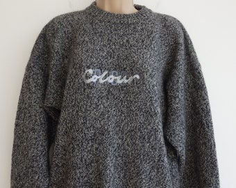 Chunky grey jumper Paco Colour 100% wool M/L vintage 80s/90s