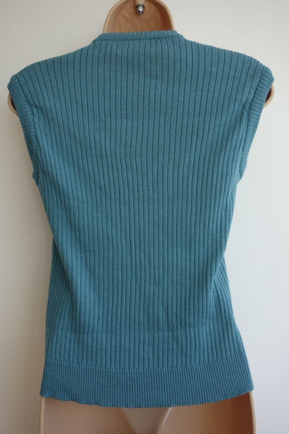 Knitted waistcoat ribbed 100% wool skinny fit vin… - image 5