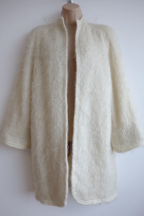 Vintage 80s Mohair Coat Jaeger Cream White Cocoon Coat S M 12 Etsy UK