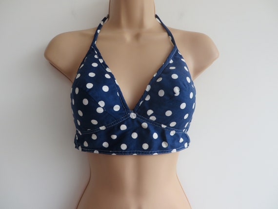 navy blue polka dot bikini