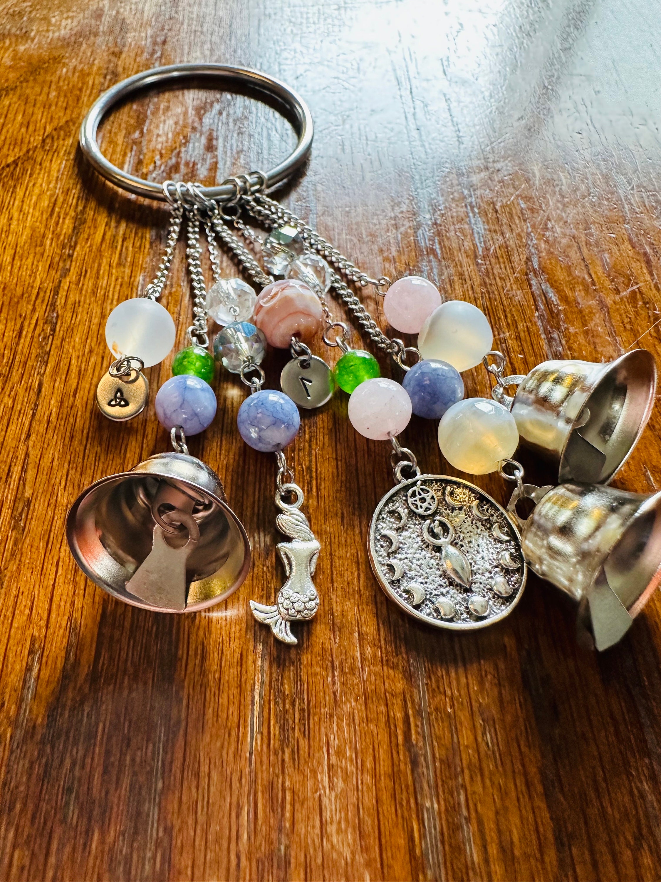 Clíodhna Witch Bells: Celtic Rune, Gemstone Altar Tool - Etsy