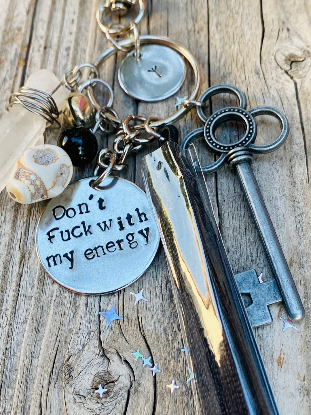 Witch Bell Keychain, Protection Talisman With Rune, Gemstone & Key - Etsy