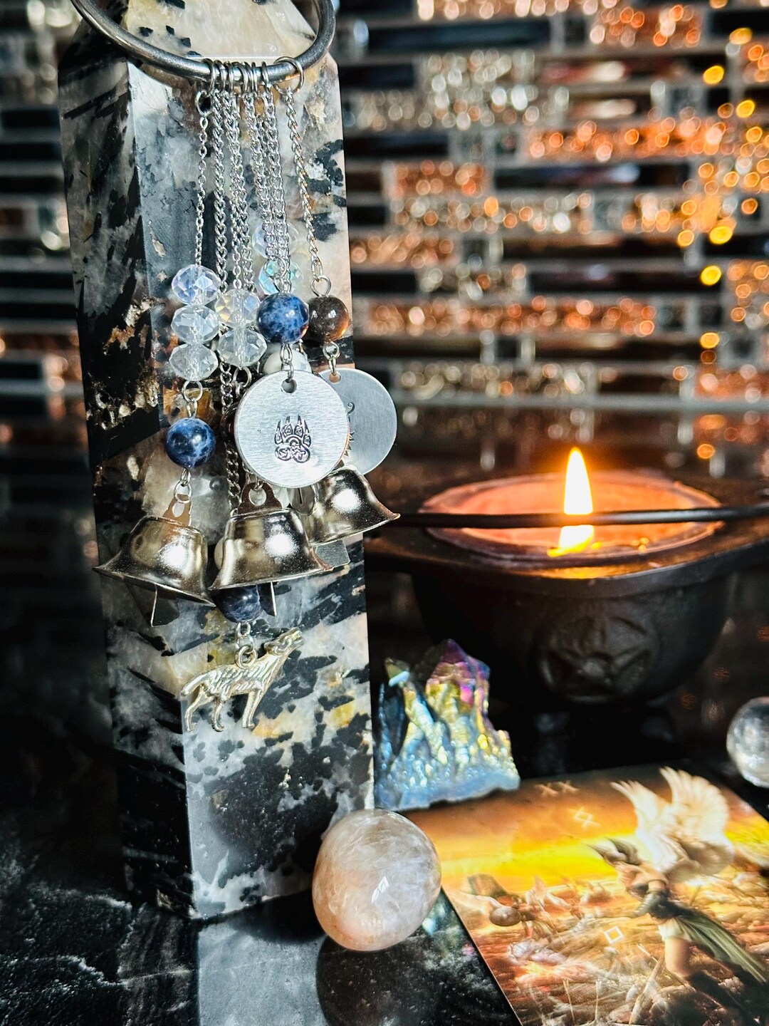 Fenrir Bells: Norse Witch Bells With Runes & Gemstones - Etsy