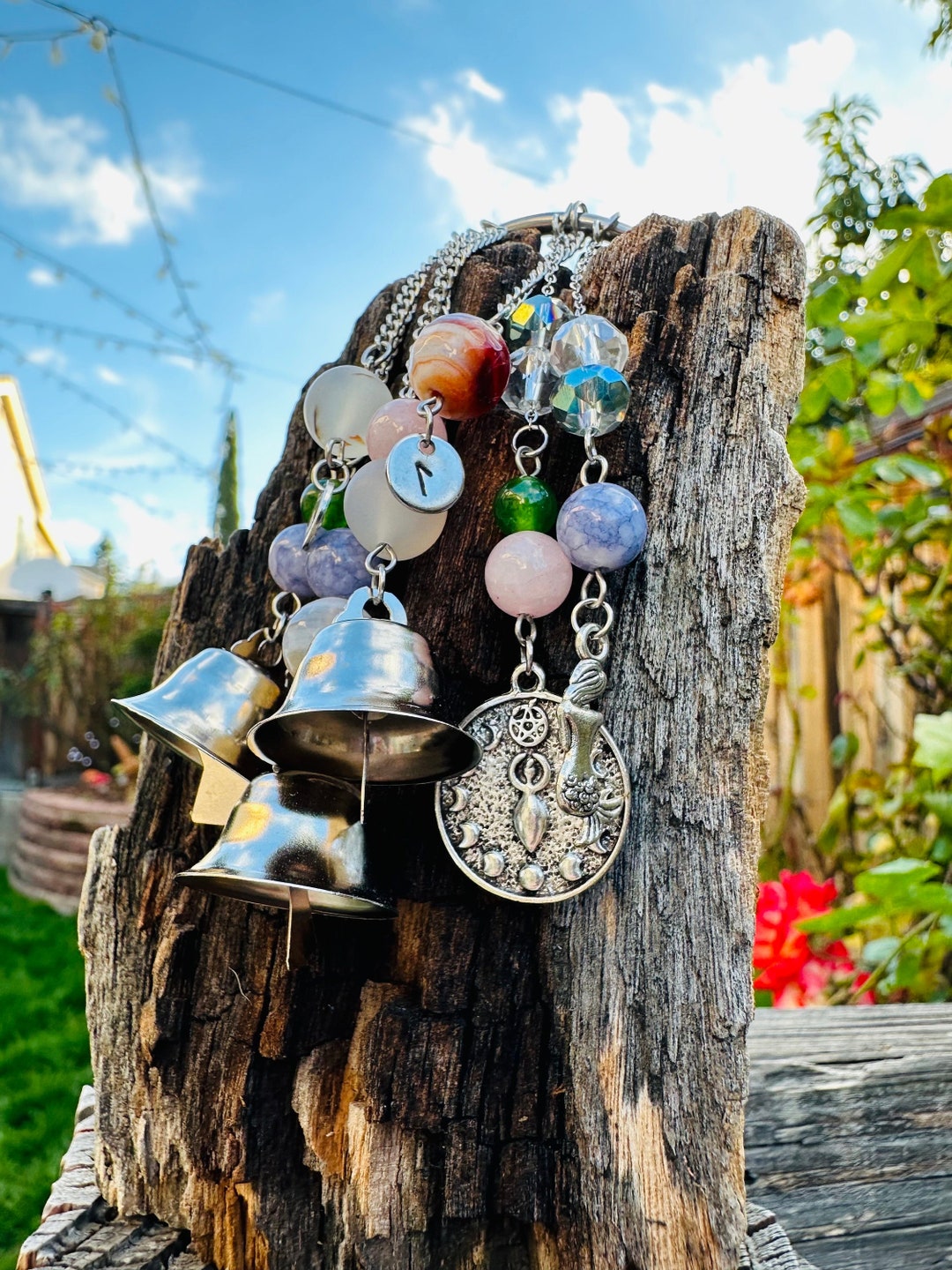Clíodhna Witch Bells: Celtic Rune, Gemstone Altar Tool - Etsy