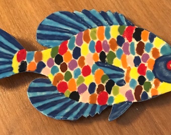 Multicolored Bright Fish /& Seaweed Per 1//2 Yd or BTY on White