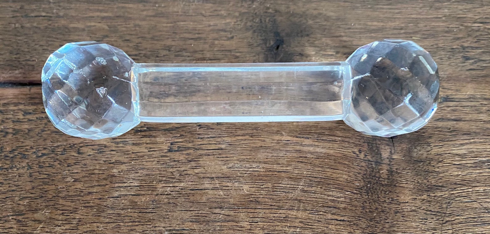 Vintage cut crystal glass dumbbell knife rest Etsy