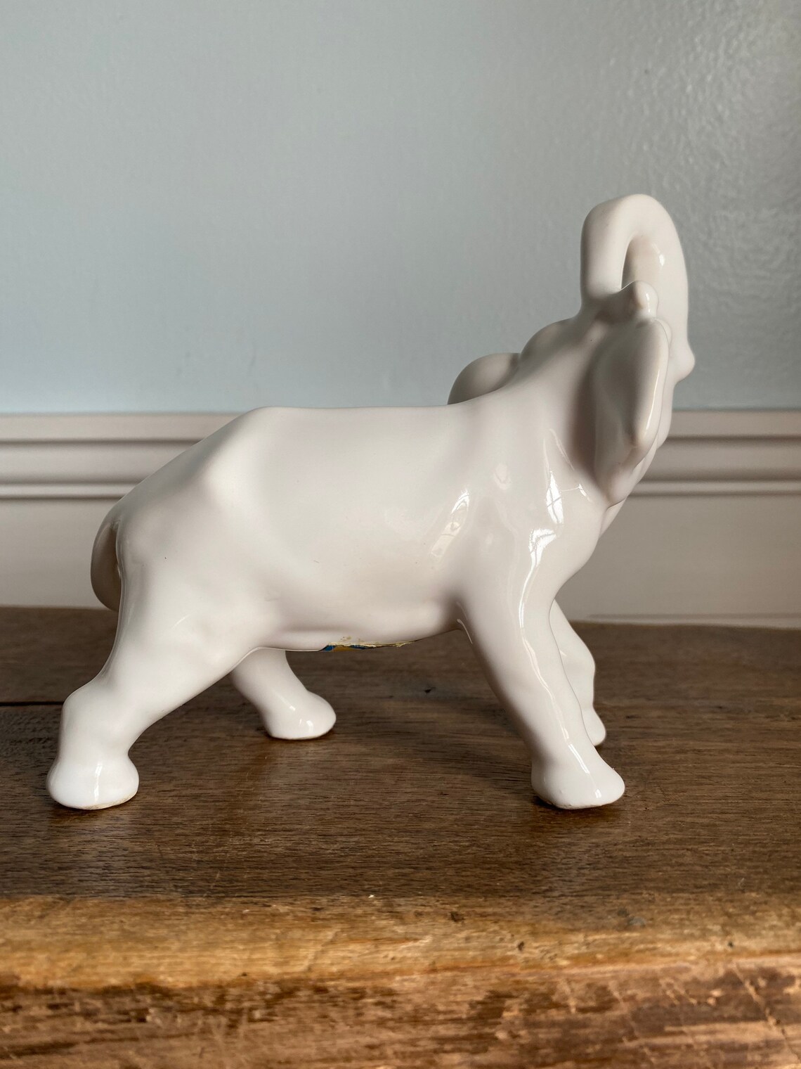 Vintage glossy white porcelain elephant figurine made in Etsy