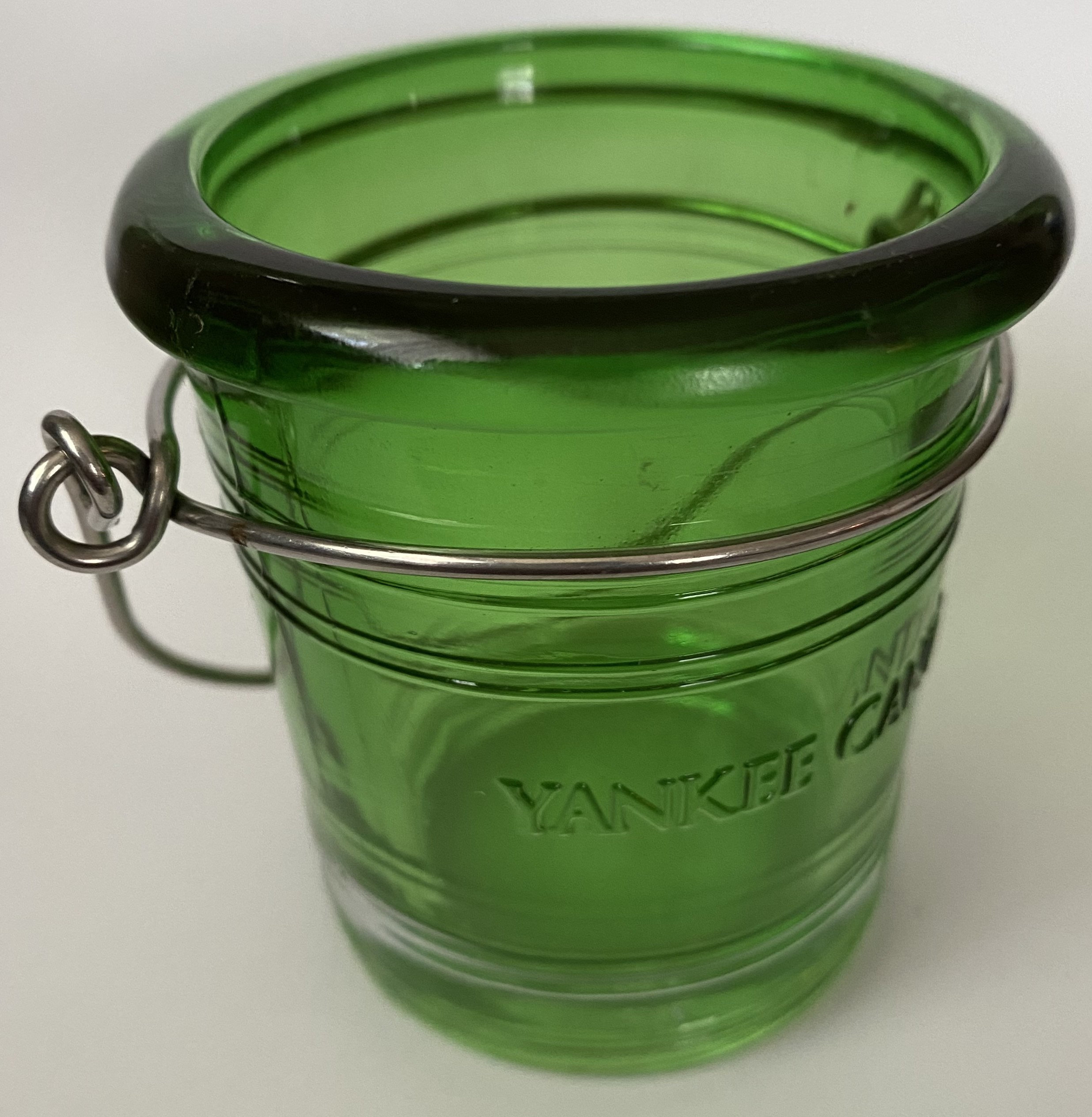 Yankee candle green glass bucket votive candle holder with Etsy