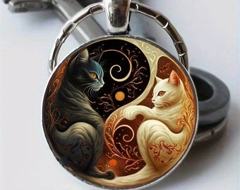 Round metal cat key ring