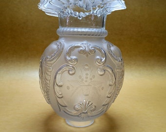 Großer antiker Lampenschirm aus geätztem Glas für Tischlampe im Quinqué-Stil