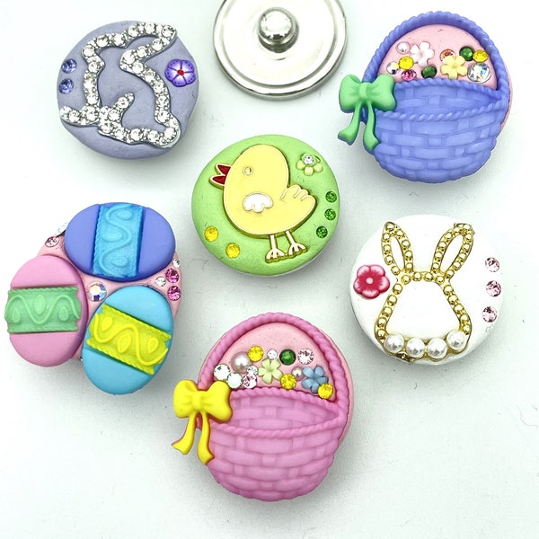 Easter Bunny Rabbit, Basket, Eggs, Chick 18mm 20mm Jazz Snaps for Snap Button Jewelry