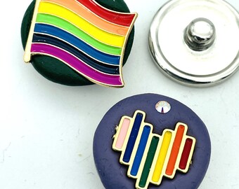 Pride, Rainbow Flag, Heart, Peace 18mm 20mm Jazz Snaps for Snap Button Jewelry