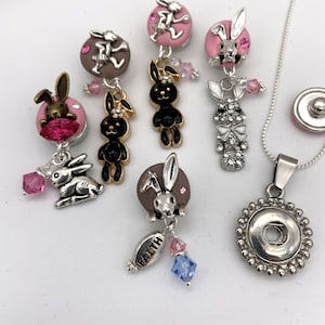 Bunny Rabbit Easter 12mm Dangle Mini Petite Jazz Snaps for Snap Button Jewelry
