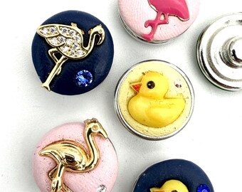 Flamingo, Duck 12mm Mini Petite Jazz SnapsTM for Snap Button Jewelry