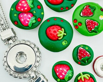Strawberry 18mm 20mm Jazz Snaps made to fit Snap Button Jewelry