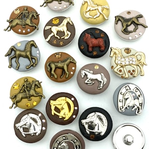 Horse & Unicorn 18/20mm Jazz Snaps, Standard Size for Snap Button Jewelry