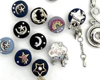 Moon, Star, Rainbow, Cloud 12mm Mini Petite Jazz Snaps for Snap Button Jewelry