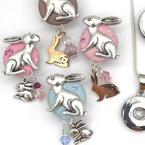 Bunny Rabbit Easter 18/20mm Dangle Jazz Snaps to fit Standard Size Snap Button Jewelry