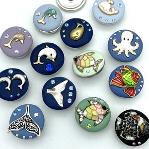 Sea Life, Dolphin, Whale, Shark, Octopus, Fish 18/20mm Jazz Snaps, Standard Size for Snap Button Jewelry