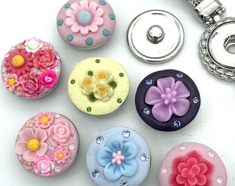 Floral Collection 3D 18mm 20mm Jazz SnapsTM for Snap Button Jewelry