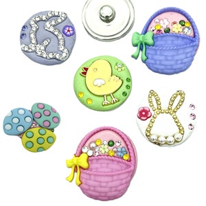 Easter Bunny Rabbit, Basket, Eggs, Chick 18mm 20mm Jazz Snaps for Snap Button Jewelry