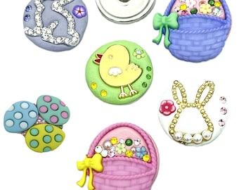 Easter Bunny Rabbit, Basket, Eggs, Chick 18mm 20mm Jazz Snaps for Snap Button Jewelry